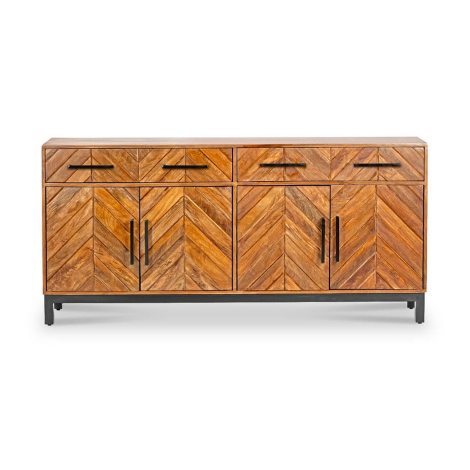 image 1 of Parquet Large 170 cm Sideboard - Mango Wood/Iron - L40 x W170 x H80 cm - PP Finish | Brown
