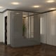 image 3 of Modern 4-Door High Gloss Wardrobe with Soft-Close Mirrors, Gold Accent Handles, Drawers & Shelves – 160cm Wide Grey | Grey 160cm