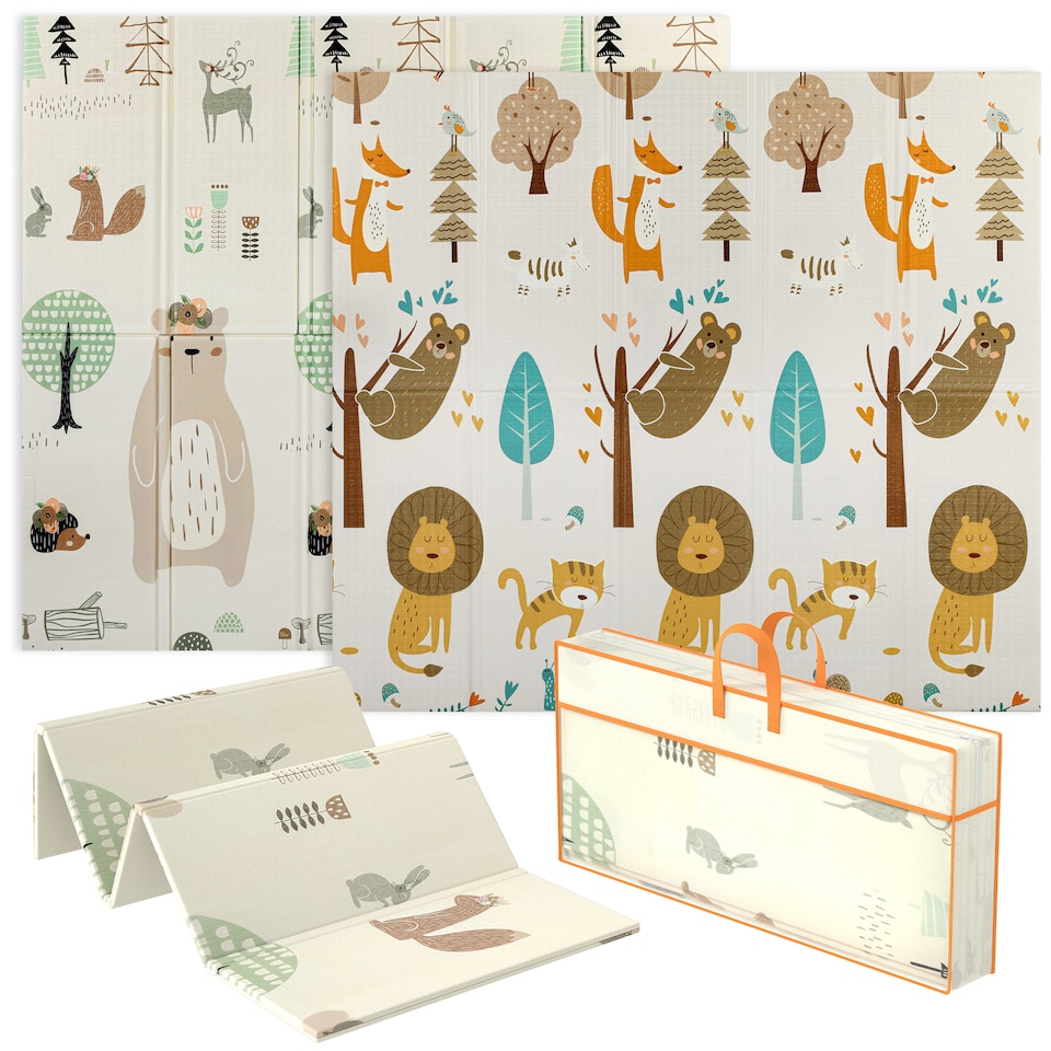 image 1 of AIYAPLAY Baby Play Mat, Foldable Activity Playmat, Animal Theme