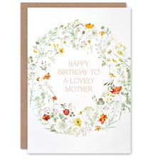 Simple Delicate Elegant Floral Circle Mother Birthday Card