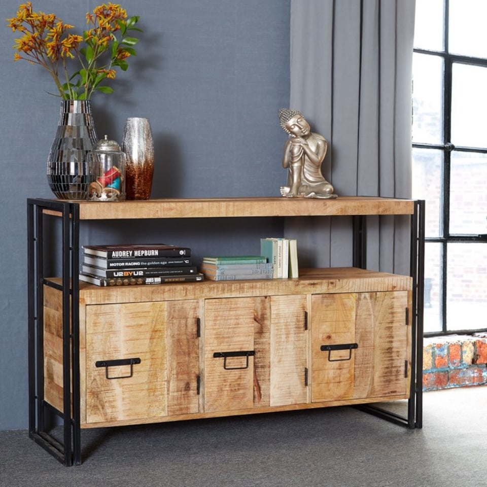 image 1 of Cosmo Industrial Sideboard - Solid Mango Wood - L43 x W135 x H90 cm | Brown