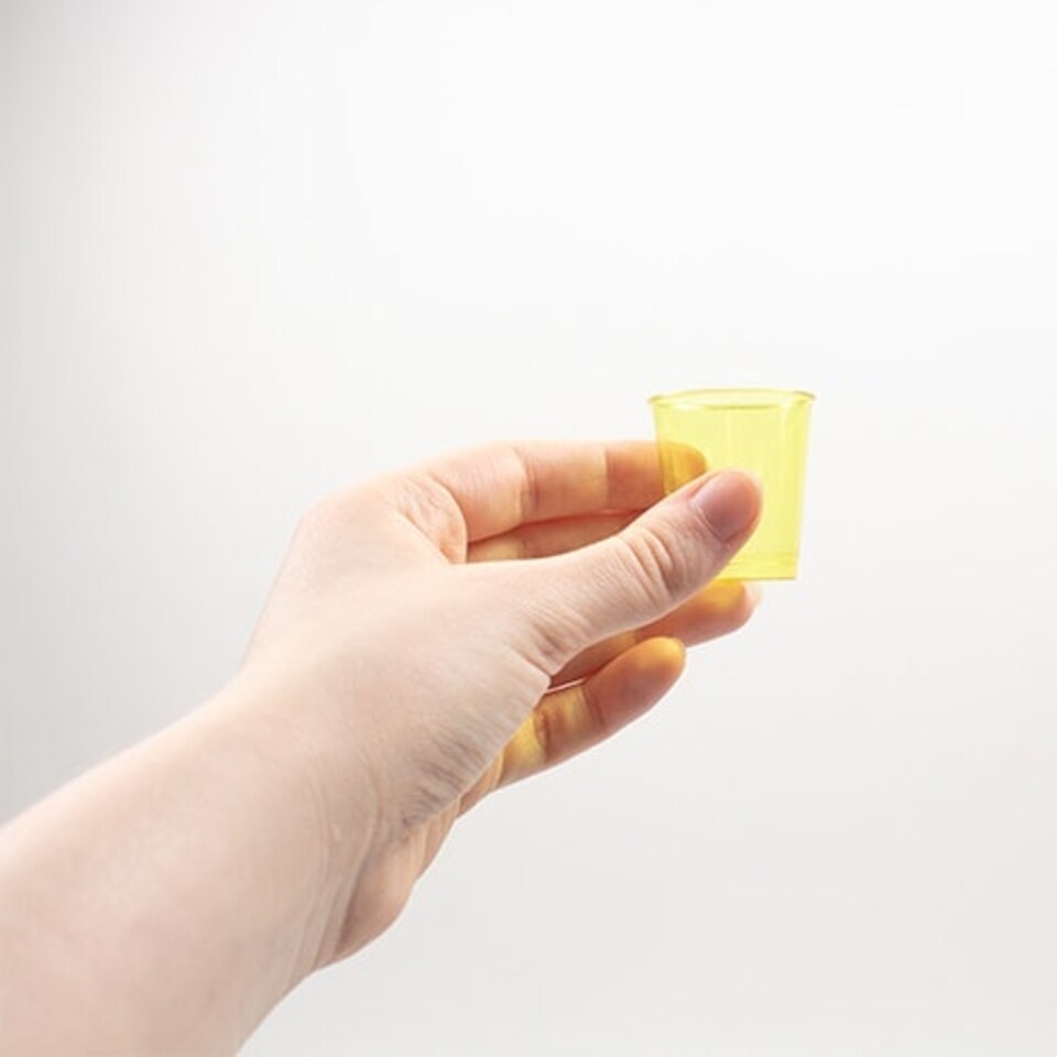 image 1 of Yellow Neon Reusable Plastic Shot Glasses - Pack of 24