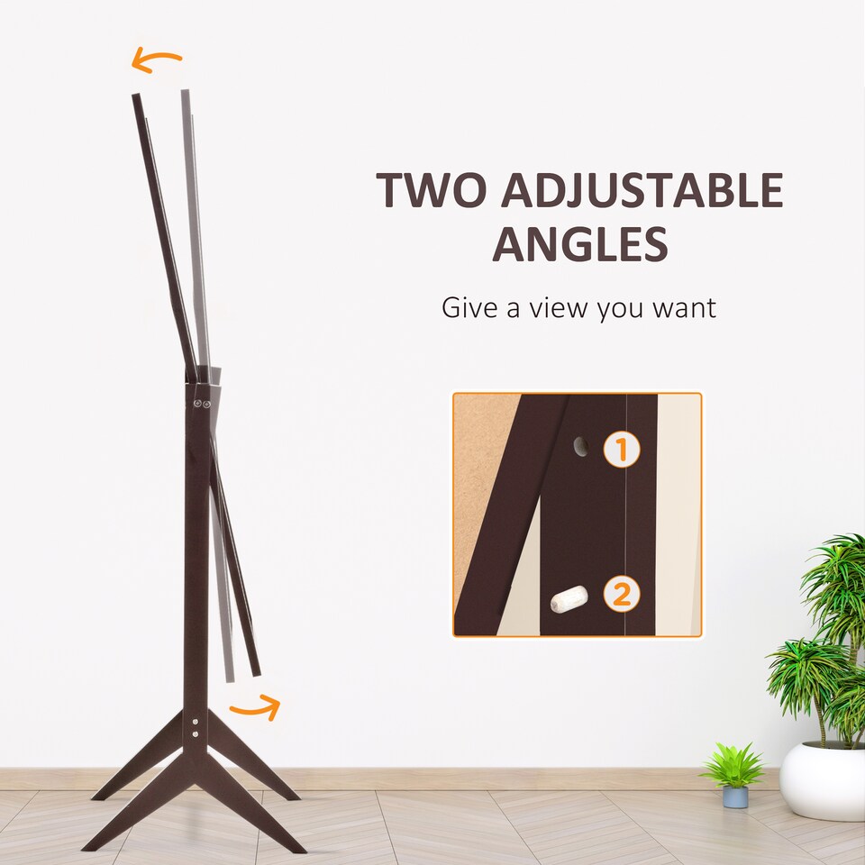 image 1 of HOMCOM Full Length Mirror, Freestanding Adjustable Angle Dressing Mirror for Bedroom, Living Room, 148  47 cm, Brown