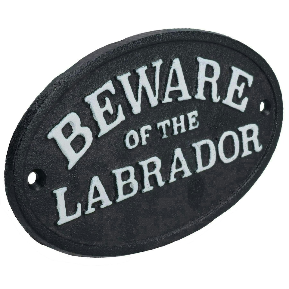 image 1 of Beware the Labrador Dog Black Cast Iron Sign Plaque Door Wall House Gate Post