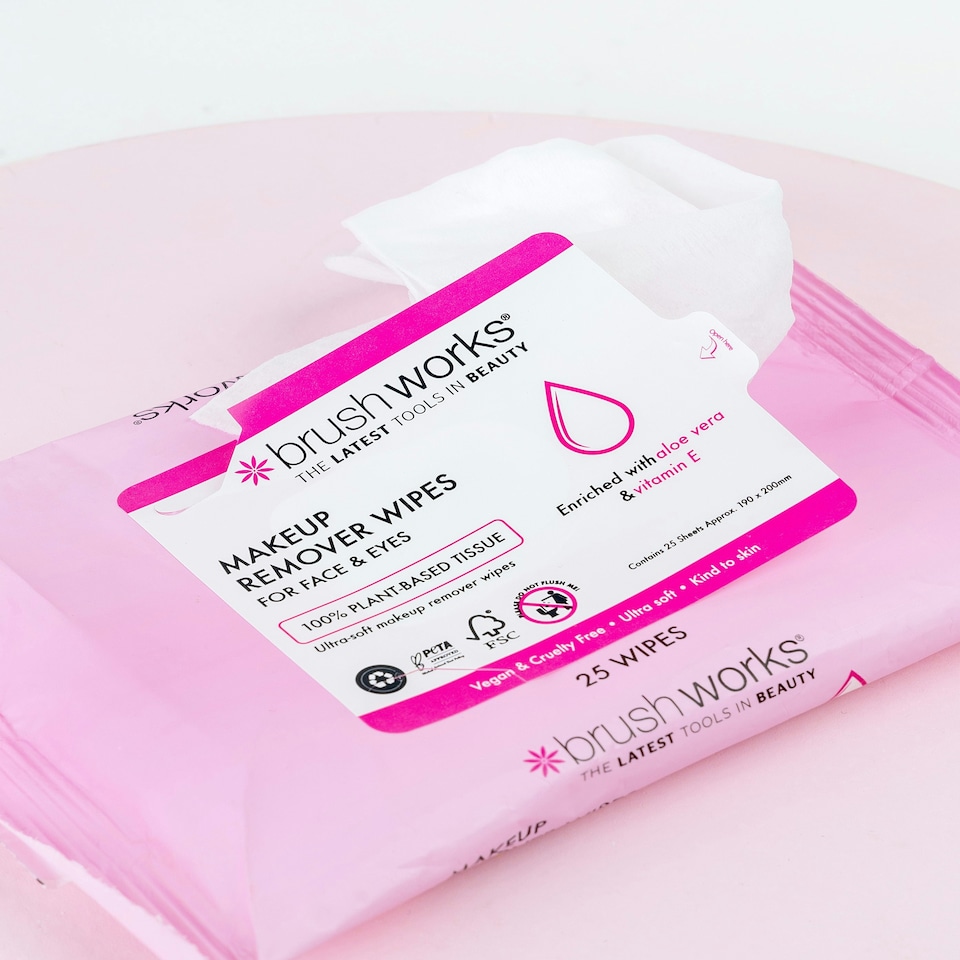 image 1 of Brushworks Makeup Remover Wipes - 25 Sheets