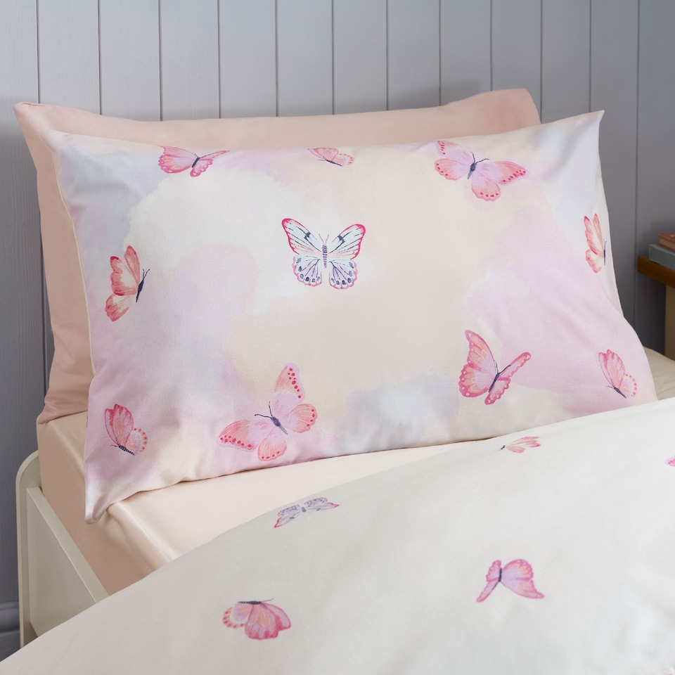 image 1 of Catherine Lansfield Ombre Butterflies Reversible Duvet Cover Set