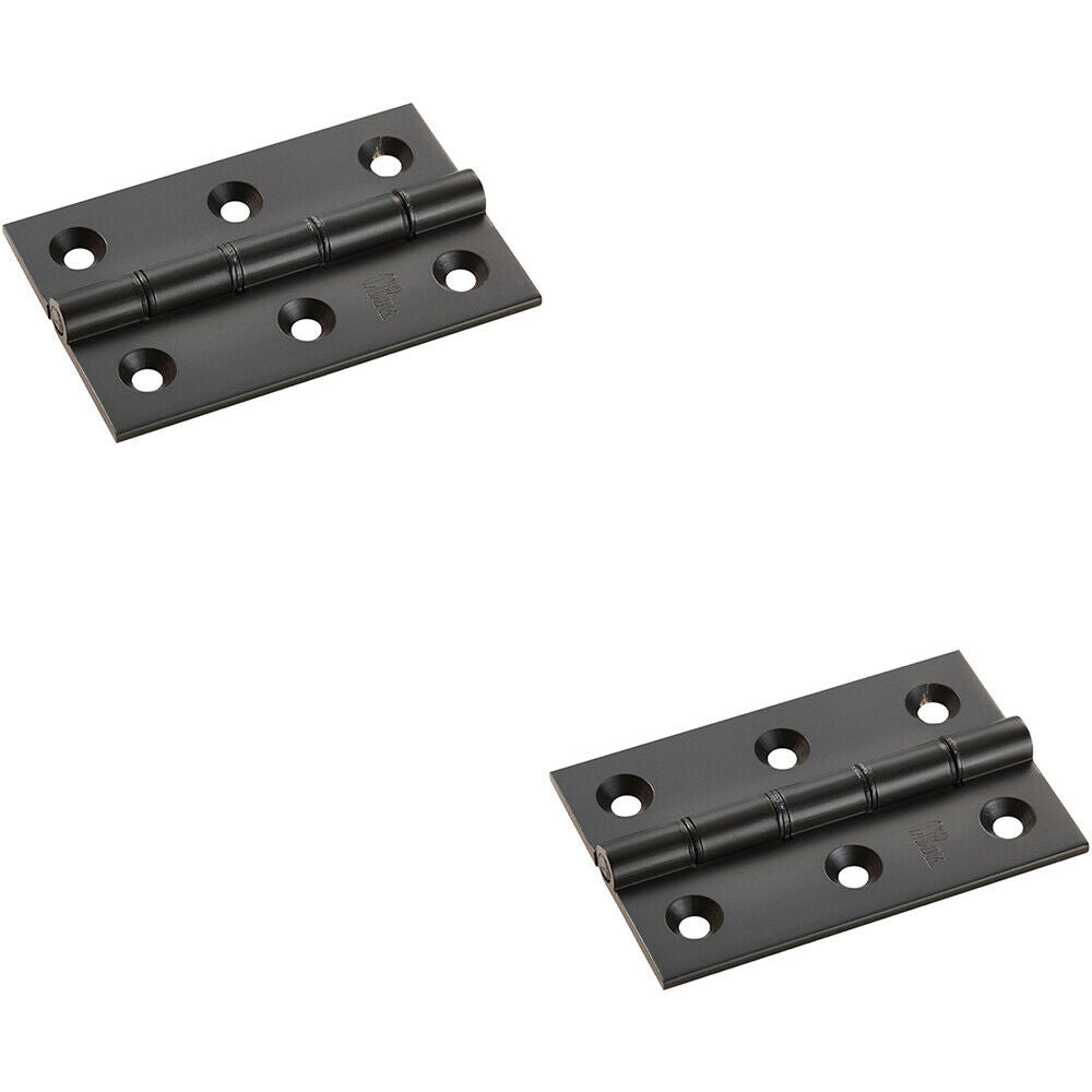 Loops 2x PAIR 76 x 50 x 2.5mm Brass Washered Butt Hinge Matt Black Internal Door