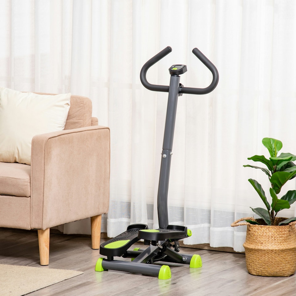 image 1 of HOMCOM Twister Stepper Step Machine with LCD Screen - Grey