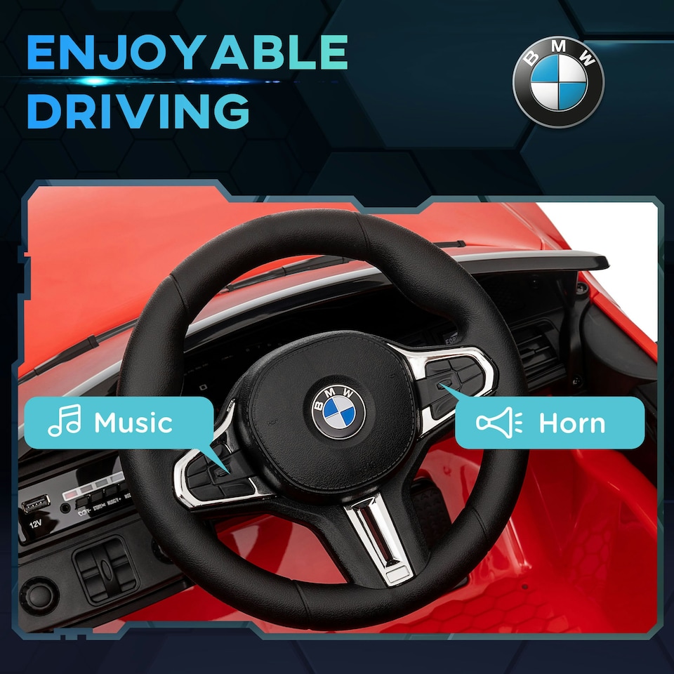 image 1 of AIYAPLAY 12V BMW M4 Licensed Kids Electric Car w/ Remote, Suspension, Red