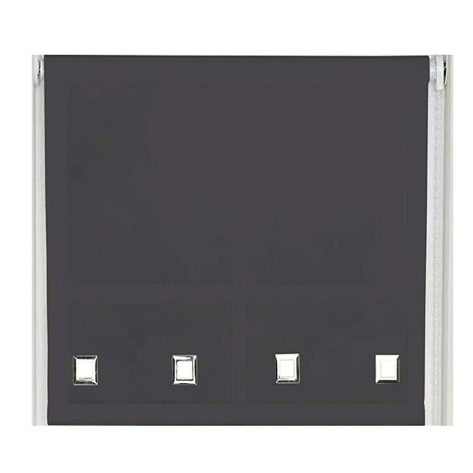 image 1 of 105cm Black Square Eyelet Edge Roller Blind | Black | Black