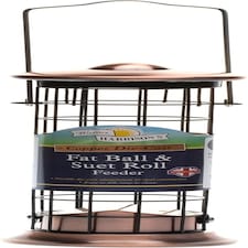 Walter Harrison's Copper Plated Die Cast Wild Bird Suet Roll and Fat Ball Hanging Feeder