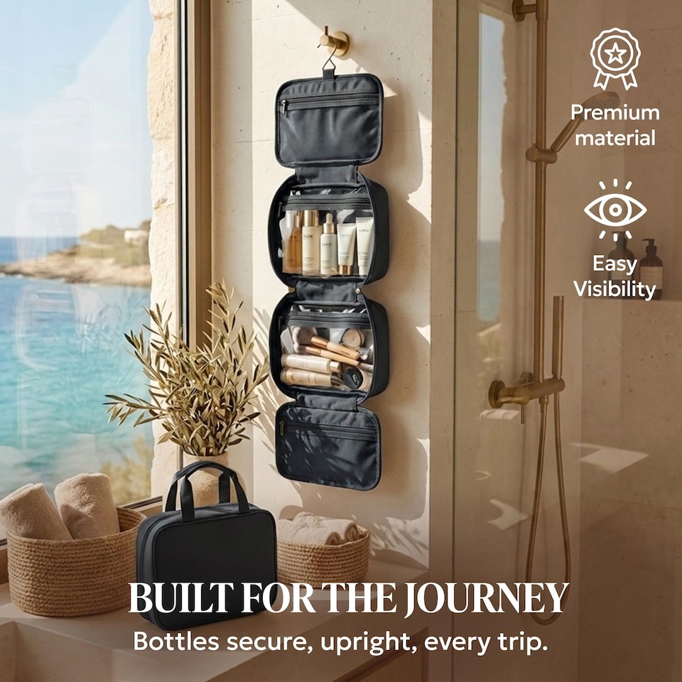 image 1 of Lugg Hanging Toiletry Bag Waterproof Travel Organiser with 360 Swivel Hook