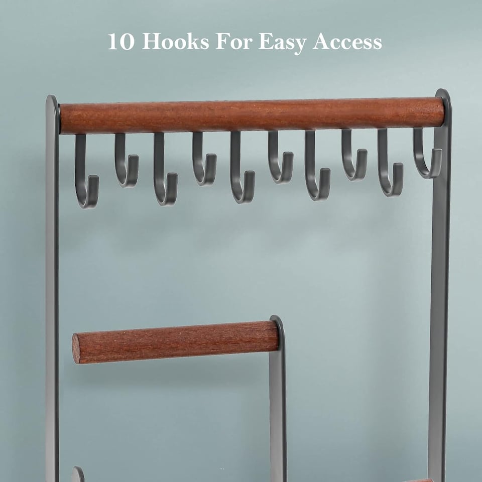 image 1 of Jewellery Stand Holder Wooden Ring Necklace Keys Organizer Tabletop Storage Tray