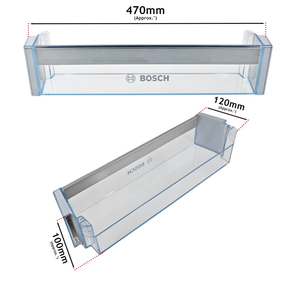 image 1 of Bosch Fridge Freezer Lower Door Bottle Shelf Rack KGN34X KGN36X KGN36Y KGN39X Clear