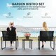 image 3 of Outsunny Garden Bistro Set, Metal Garden Furniture Set with Mesh Chairs