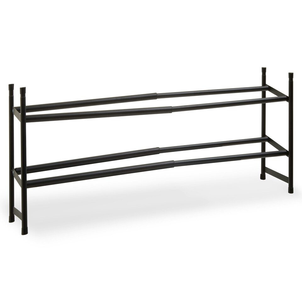 image 1 of Interiors By Premier Minimal Two Tier Shoe Rack, Functional Shoe Drawer Organizer For Bedroom, Robust Shoe Rack For Livingroom Black