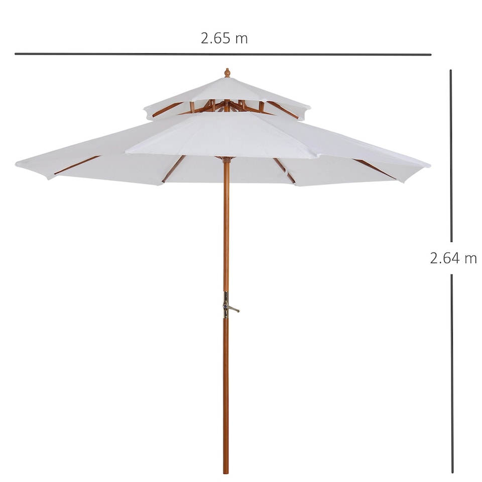 image 1 of Outsunny Garden Patio Parasol Sun Shade Outdoor Umbrella Canopy Cream