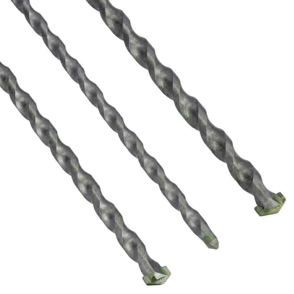 image 1 of 3pc Long Masonry Drills For Bricks Blocks Concrete Carbide Tips 400mm 8 -12mm