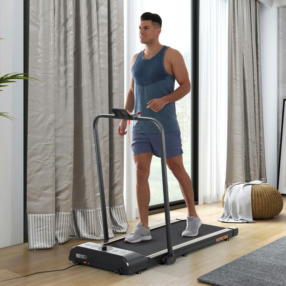 image 1 of HOMCOM Foldable Walking Treadmill w/ LED Display, Orange