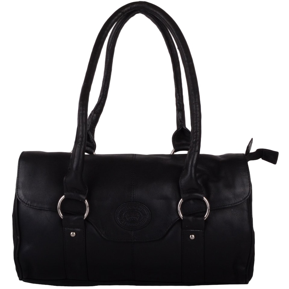 image 1 of London Leathergoods Womens Soft Premium Geunine Leather Large Shoulder / Hand Bag | Black | Black