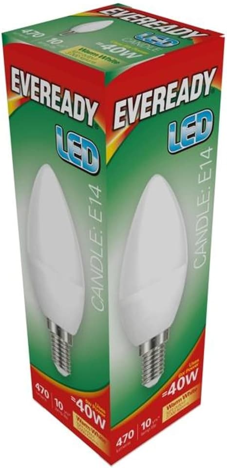 image 1 of Eveready LED Candle E14 (SES) 470lm 4.9W 3000K (Warm White)  - Pack of 2 | Yellow | Warm white | 6