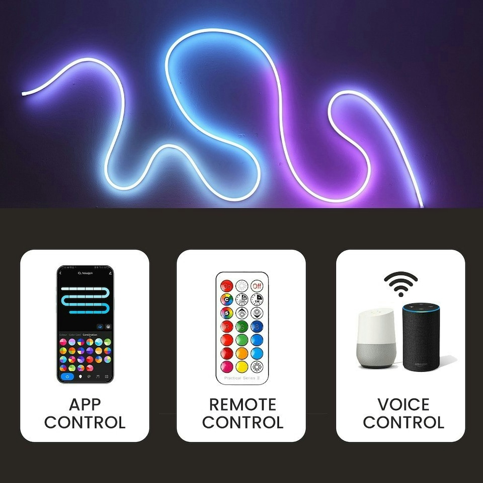 image 1 of ValueLights SMART 3M RGBIC Neon Rope Light