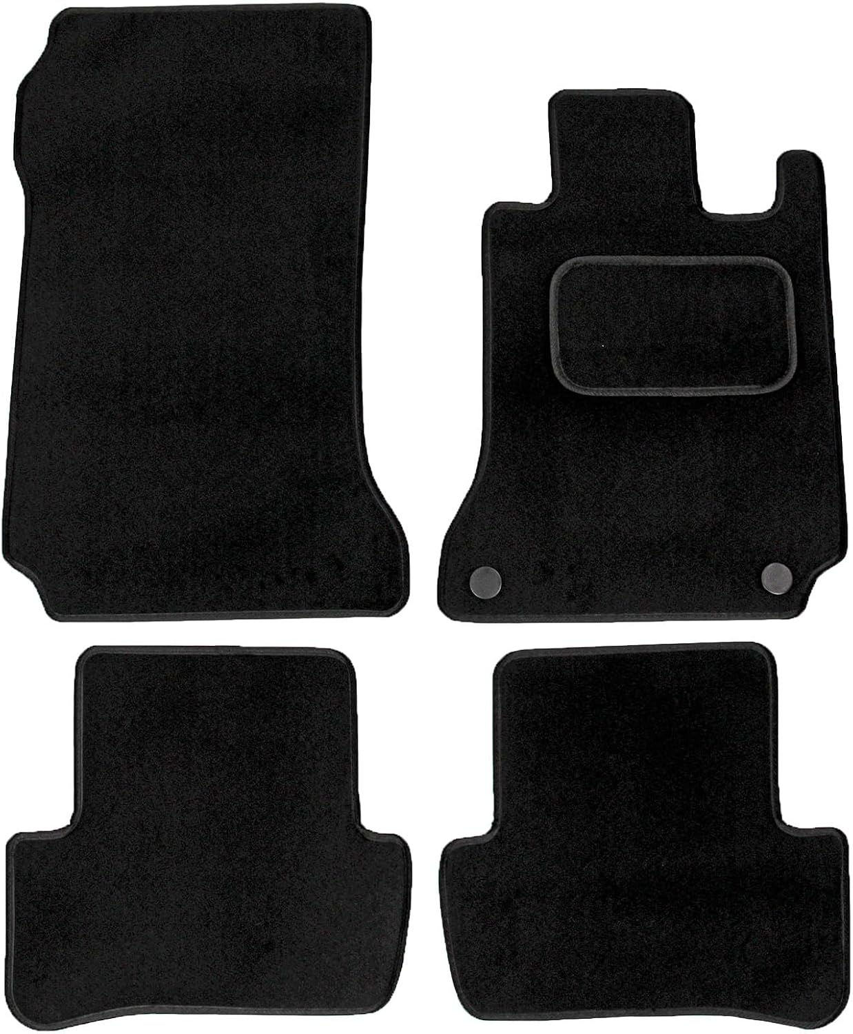 Actiasmat - Custom Fit Black Carpet Car Floor Mats for Mercedes C-Class 2007 to 2014 4 Piece Set with Anti-Slip Backing