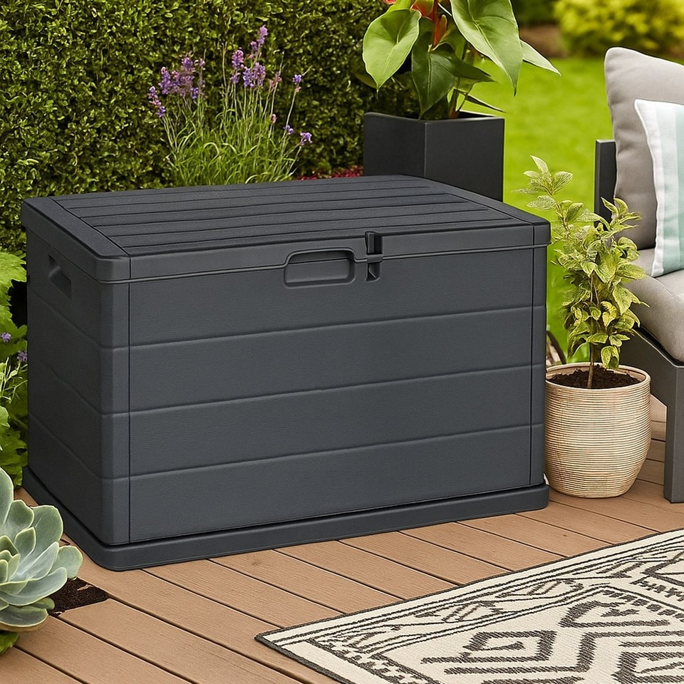image 1 of 200L Large Lockable Outdoor Garden Storage Box Heavy Duty Patio Cushion Chest