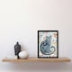 image 2 of Cat Lover Russian Blue with Bright Wildflowers Black Framed Wall Art Print A4