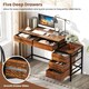 image 5 of COSTWAY Computer Desk with 5 Drawers and Side File Cabinet Brown Brown
