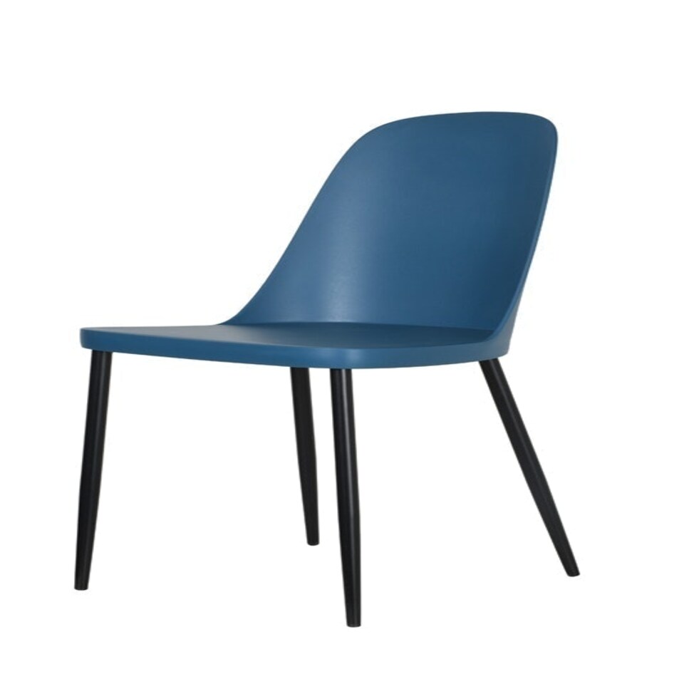 image 1 of Aspen Round Dining Table and 4 Duo Plastic Seat Chairs with Metal Legs - Blue/Black/White - Flat Packed Blue
