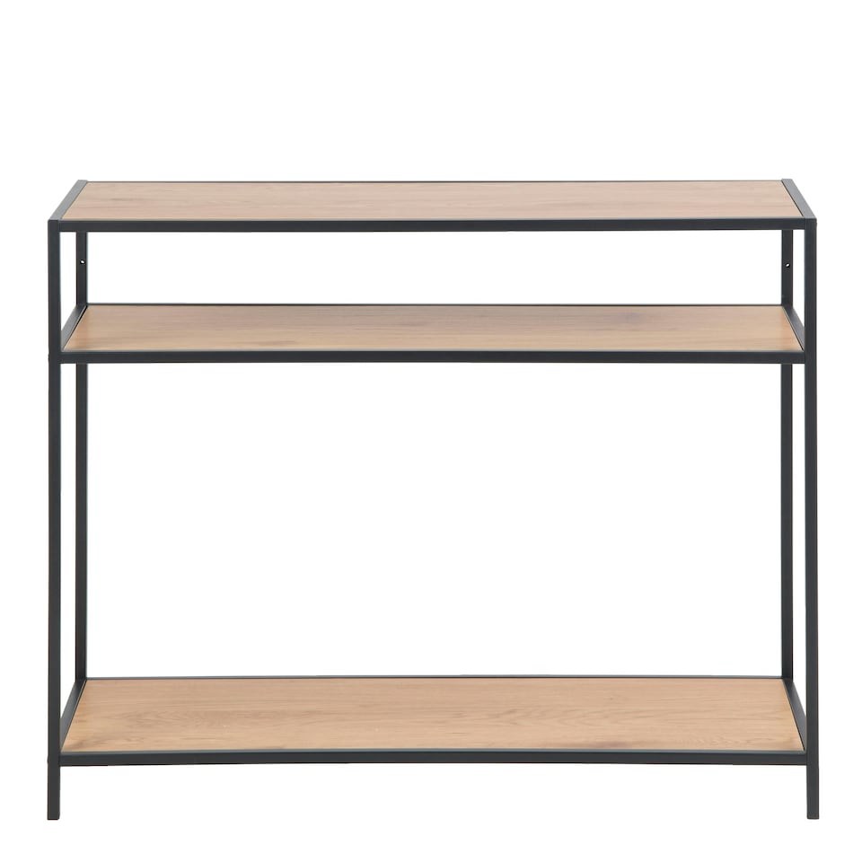 image 1 of Seaford Console Table, 2 Shelves in Black and Oak