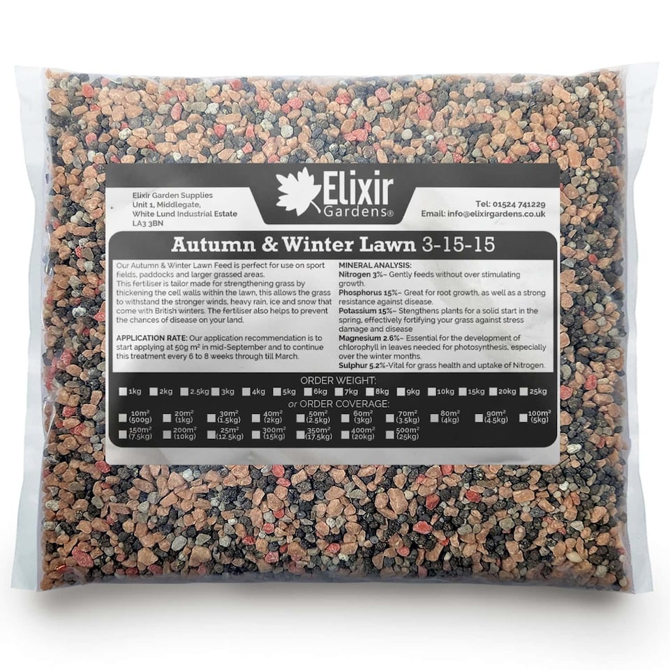 image 1 of Elixir Gardens Autumn & Winter Fertiliser Sports Field, Paddock & Lawn Feed 3-15-15 N.P.K x20kg Bag
