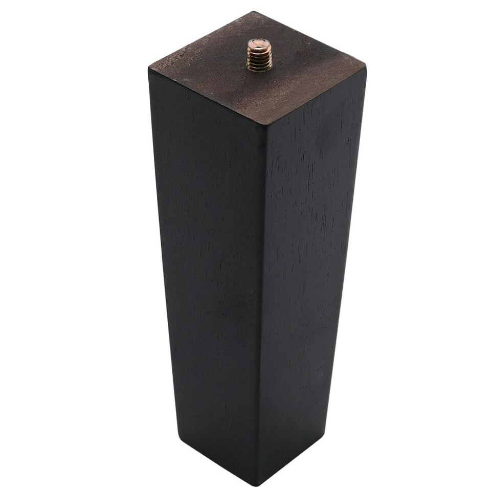 image 1 of Living and Home 4 Pieces Square Oak Wood Furniture Legs Chair Sofa Feet Replacement - 16cm Black