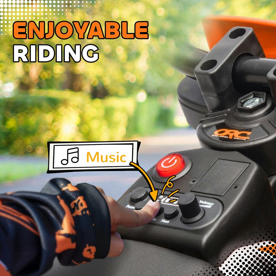 image 1 of AIYAPLAY 12V Kids Electric Motorcycle w/ Twist Grip Throttle, Music, Orange