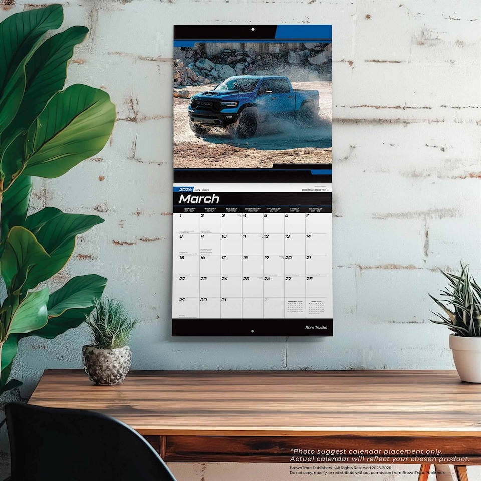 image 1 of Ram Trucks Calendar 2026, Wall Calendars, Month To View, Transport, Gift