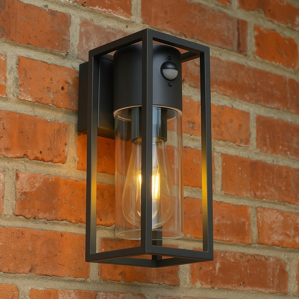 image 1 of CGC ZOEY PIR Anthracite Dark Grey E27 Outdoor Wall Light Clear Diffuser IP54 Grey