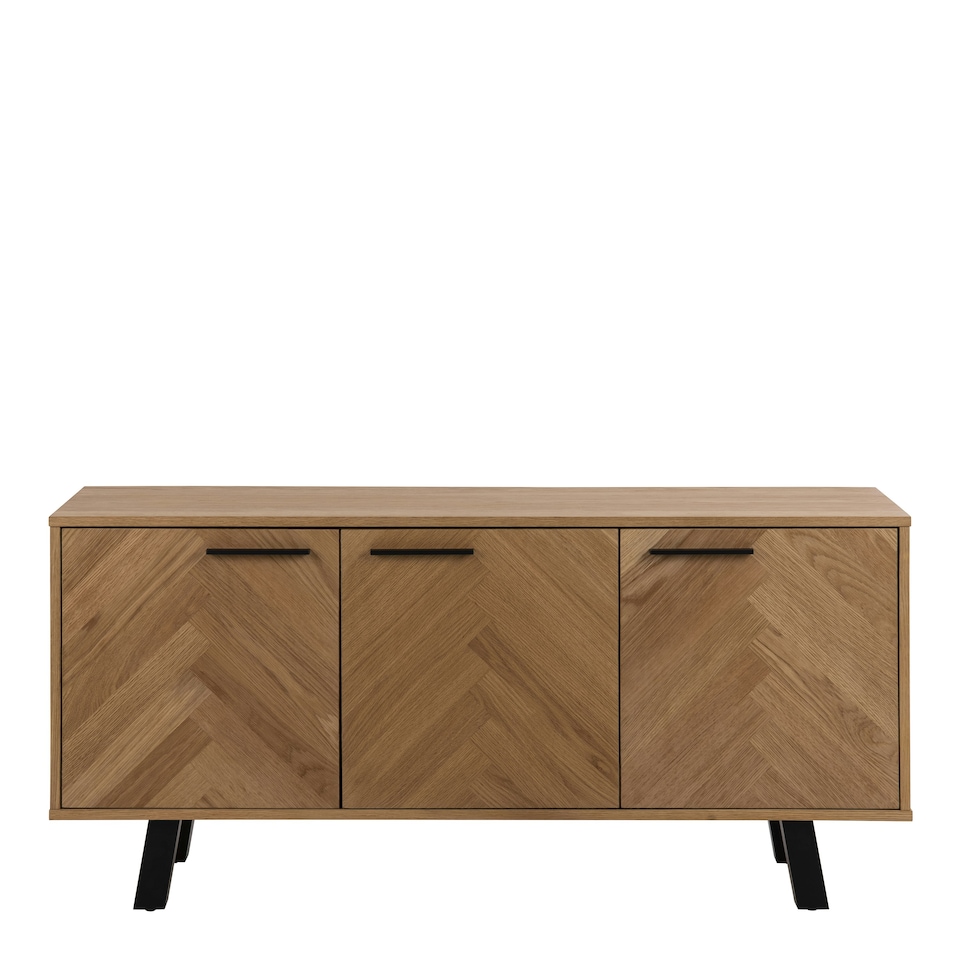 image 1 of Brighton 3 Door Sideboard in Oak with Herringbone Effect