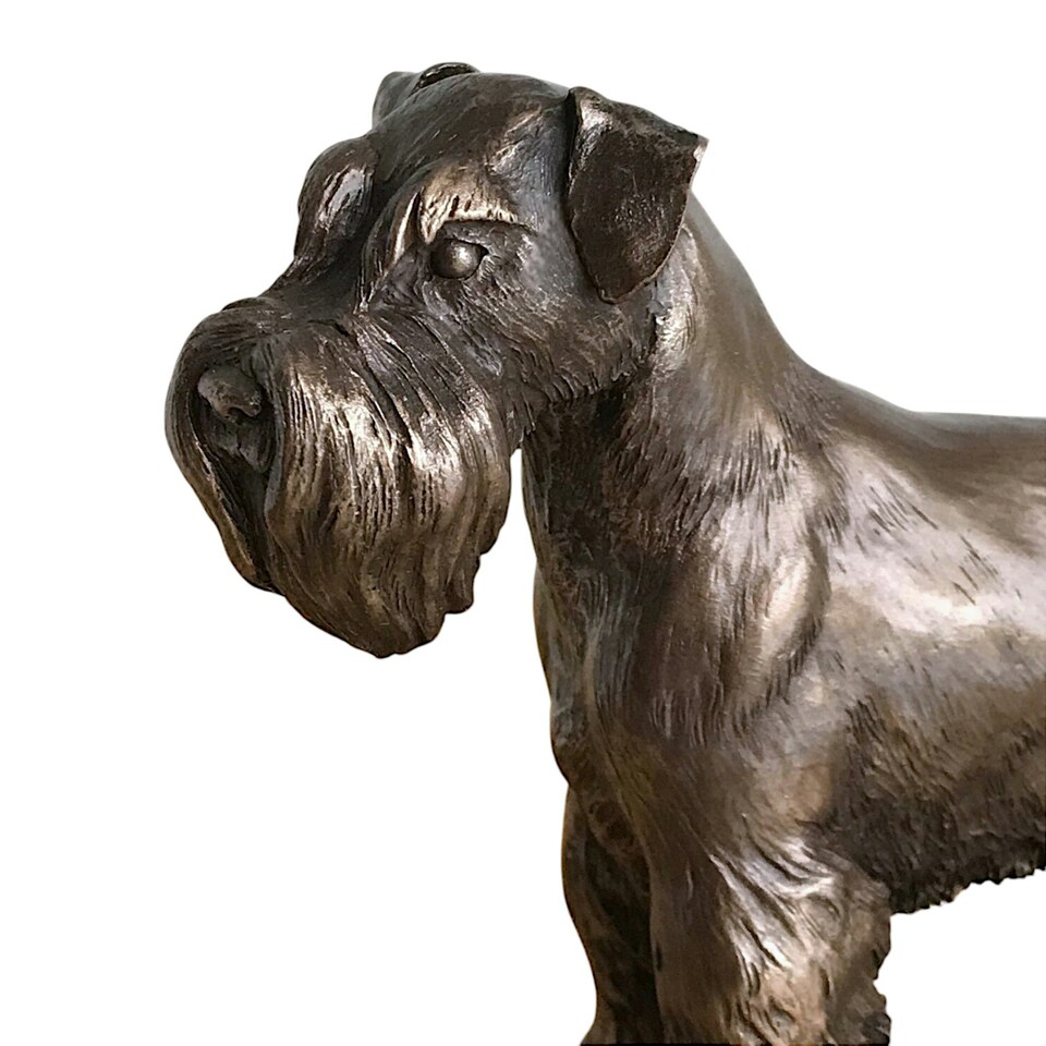 image 1 of Schnauzer Figurine On Base In Solid Cold Cast Bronze Designed By David Geenty