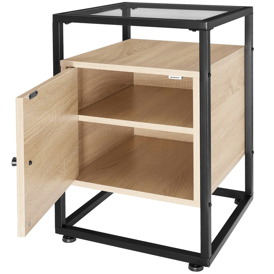 image 1 of Bedside table Kidderminster 40x43x60.5cm with shelf & cupboard Brown | Light Wood