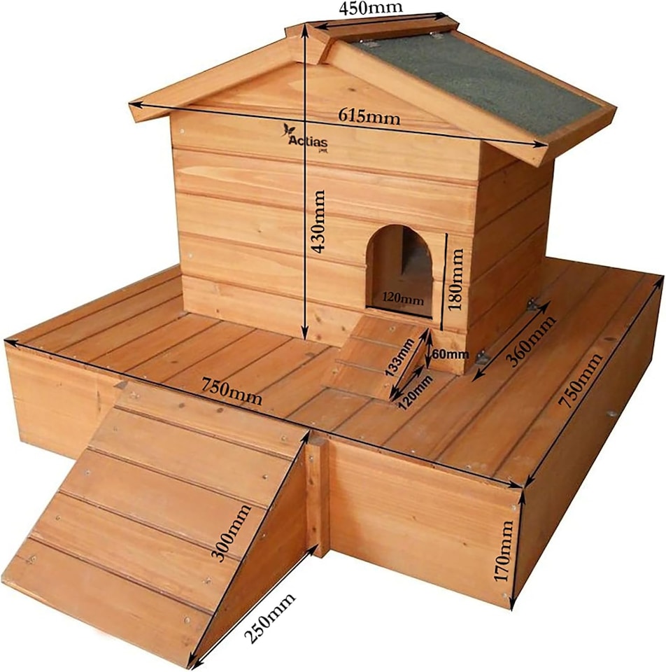 image 1 of Actiaspet Floating Wooden Duck House with Nesting Area | Weatherproof Outdoor Shelter