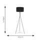 image 3 of ValueLights Camden Black Tripod Floor Lamp Charcoal Shade & Bulb Grey