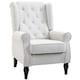 image 1 of HOMCOM Accent Retro Tufted Club Wood Fabric Armchair Cream White