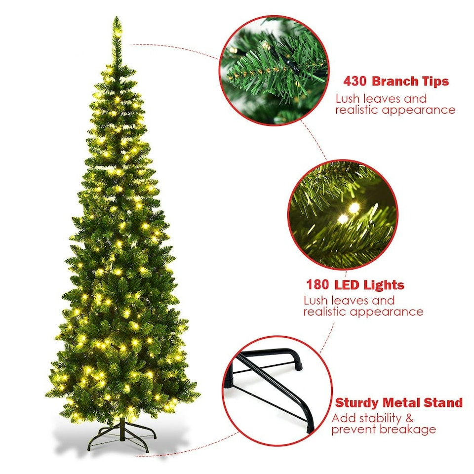 image 1 of 6ft Pre-Lit Green Pencil Tree Green | 6ft