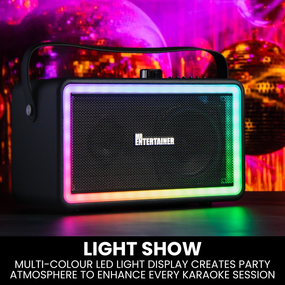 image 1 of Mr Entertainer Neon Compact Karaoke Machine