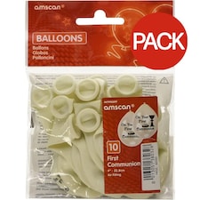 Amscan Latex First Holy Communion Balloon (Pack of 10) - White/Black - One Size