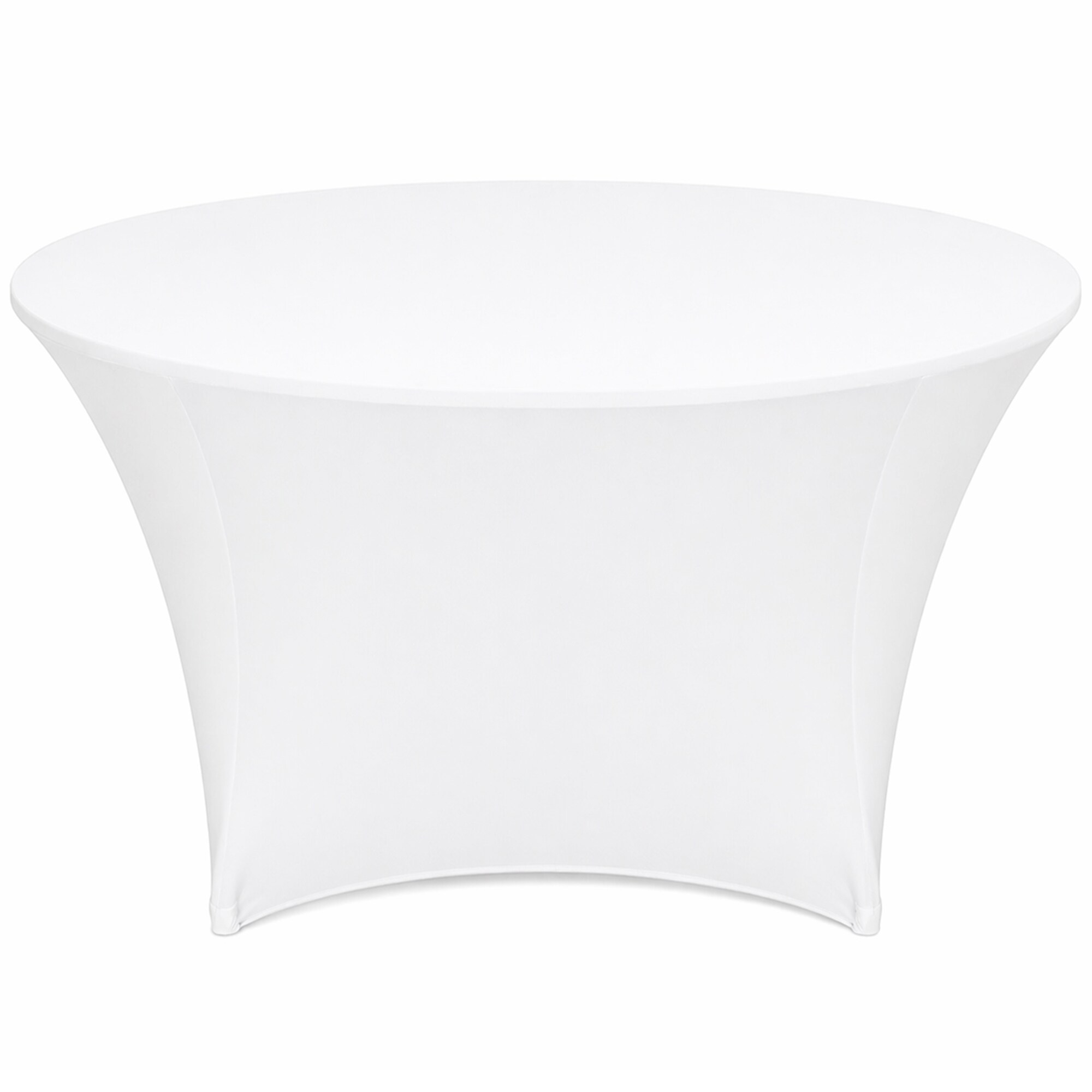 Neel Blue 5ft Fitted Round Spandex Table Skirts, Ruffled Tablecloth in White