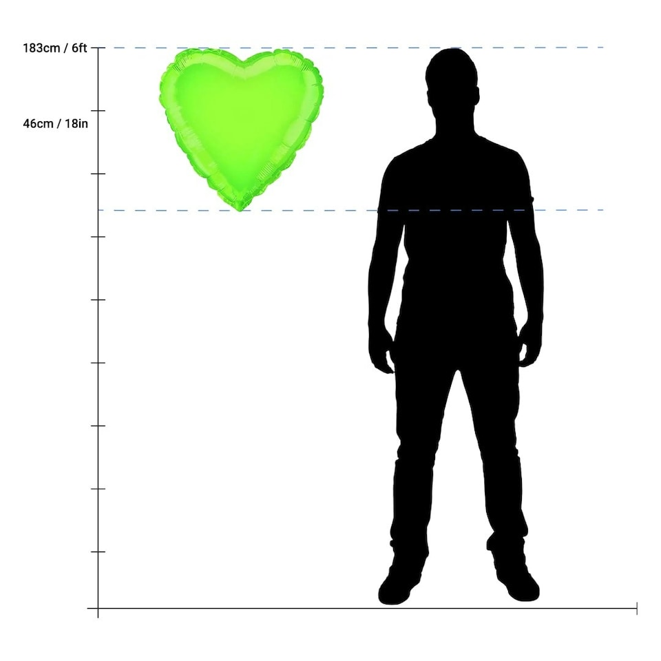 image 1 of Lime Green Heart Shape Foil Helium Balloon 46cm / 18 in