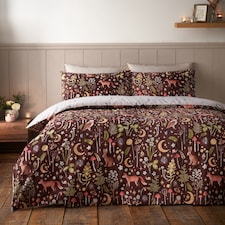 Catherine Lansfield Enchanted Twilight Animals Reversible Duvet Cover Set | Brown | Chocolate | Single