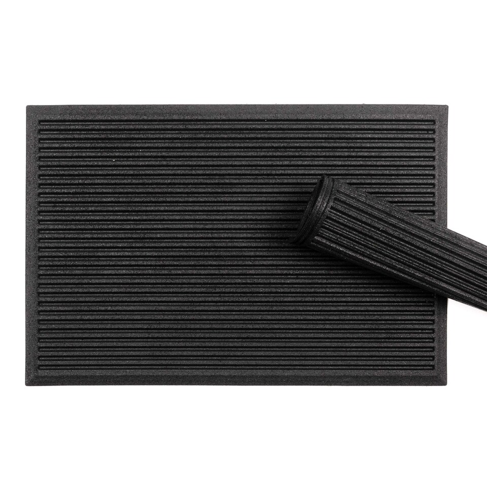 image 1 of Nicoman Ribbed Harmony Entrance Doormat 120x80cm | Black | 120x80cm